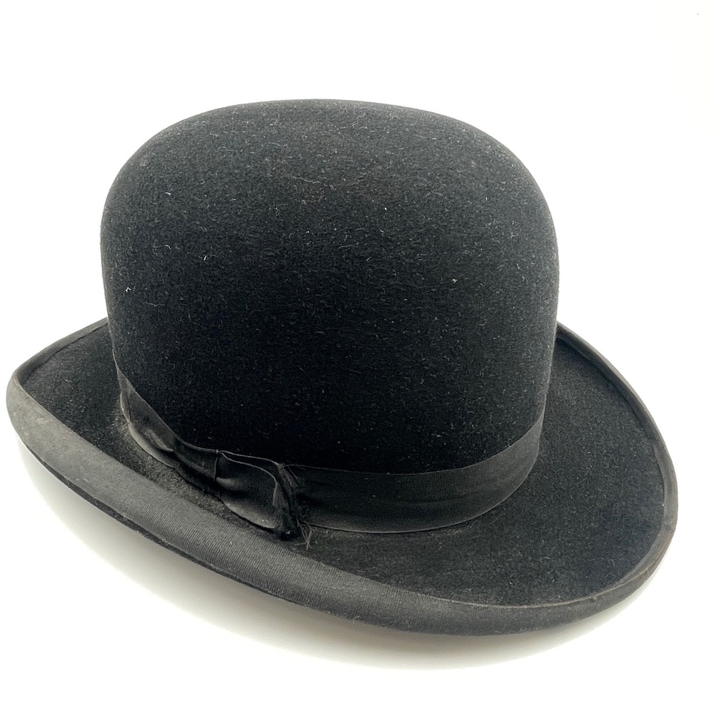 Antique Victorian Bowler Derby Hat The Dulcis Make 1895 Union Label Black 6 7/8